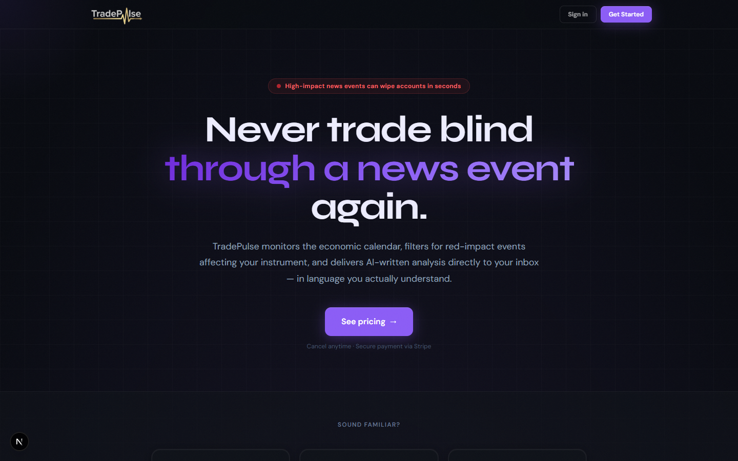 TradePulse landing page